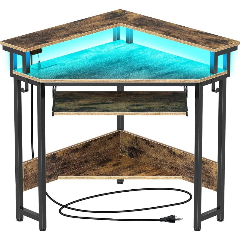 44.5" W x 34.5" H Small Carbon Fiber Computer Desk with Power Outlets,