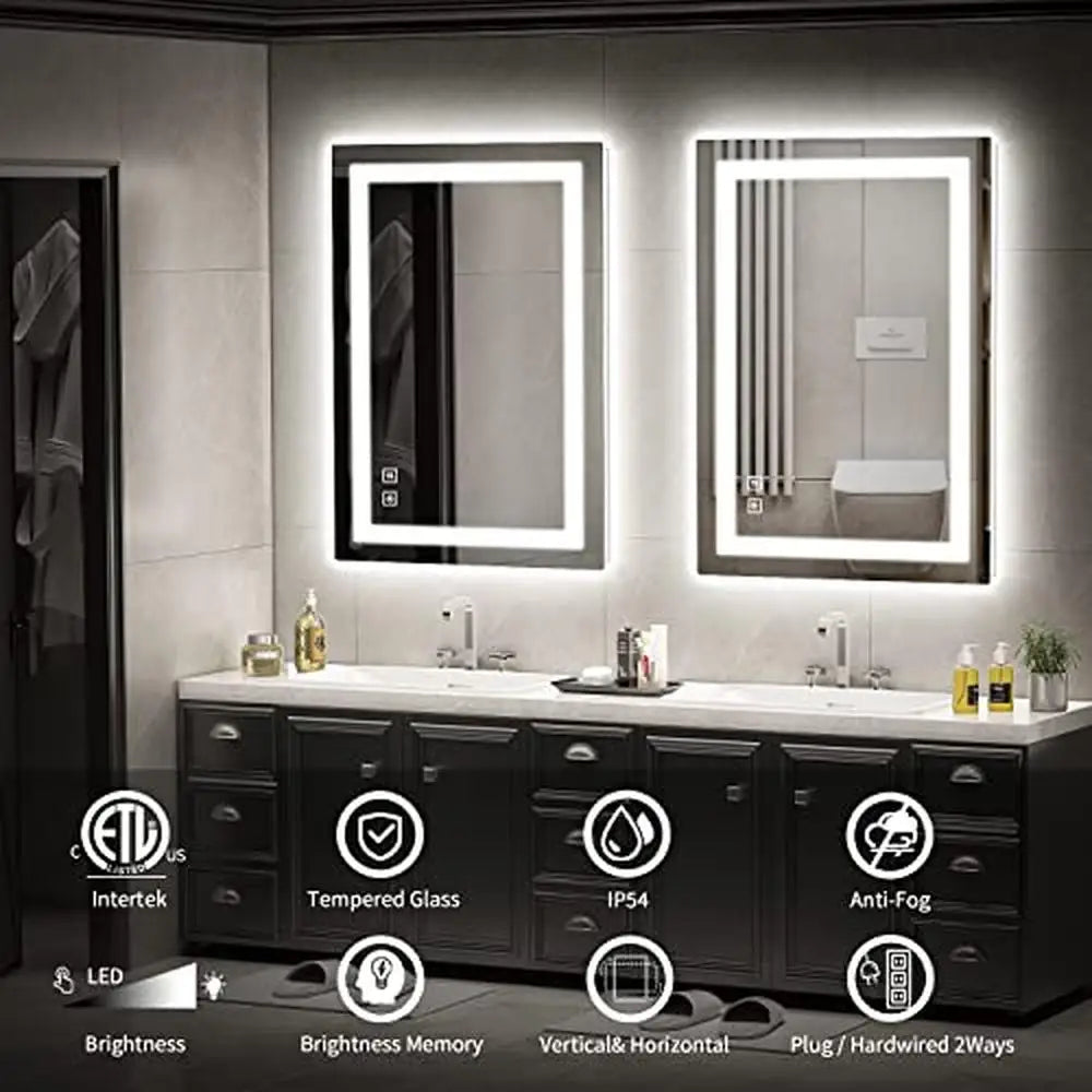 Backlit Front Lighted Bathroom Vanity Mirror 24x36 Inch