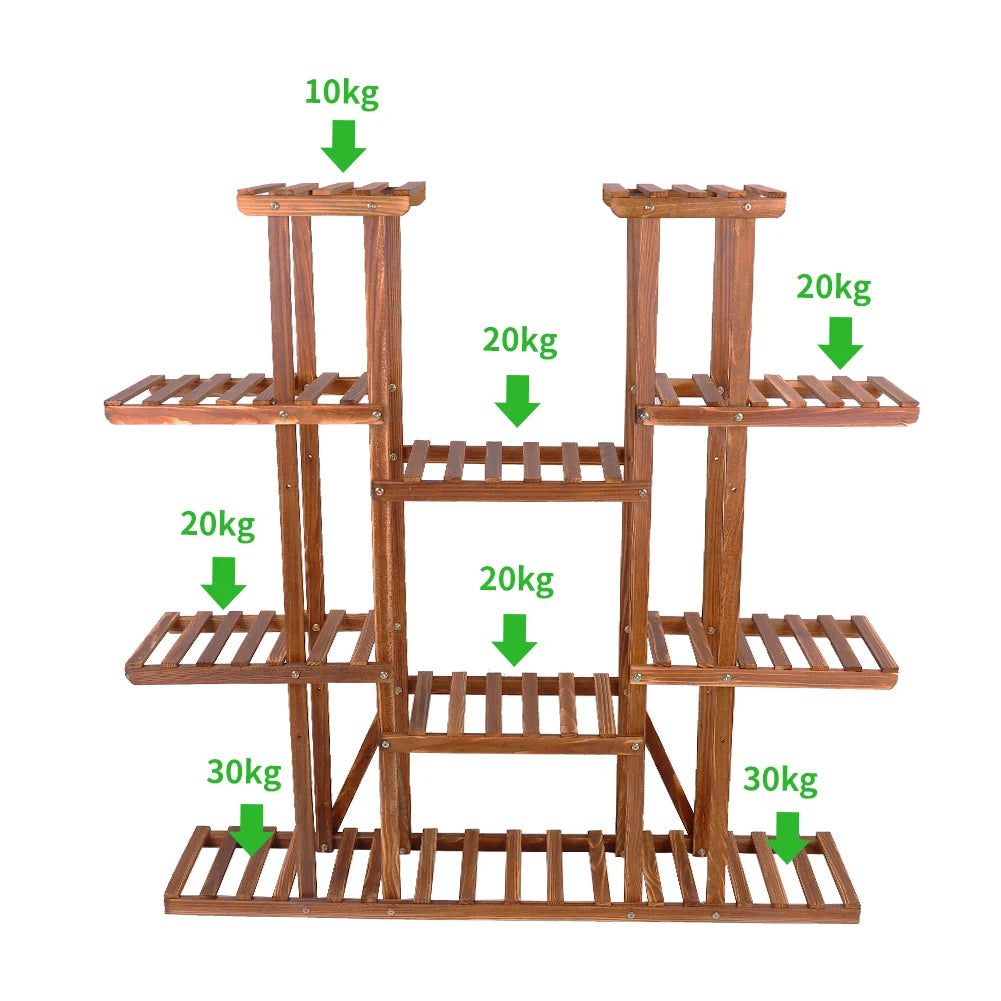 Large 11 Tiered Wood Plant Stand