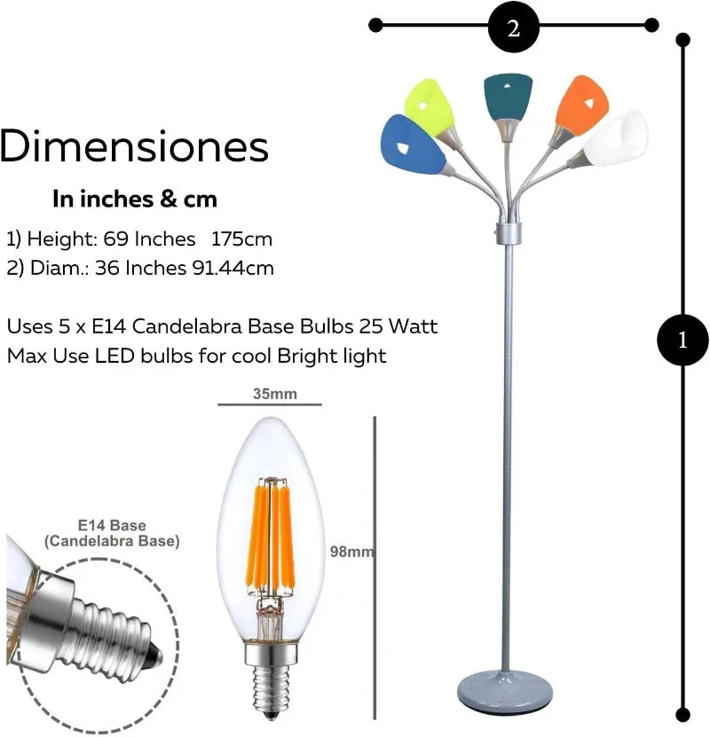 Modern Multi-Head Medusa Floor Lamp - 5 Light Standing Lamp