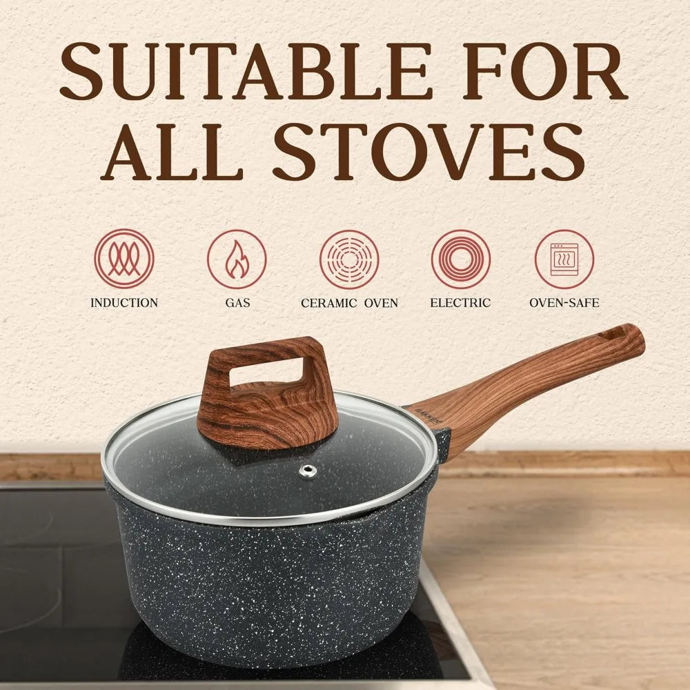 20-Piece Kitchen Cookware Set – Granite Non-Stick – for All Stoves & Oven-Safe - Marble coating