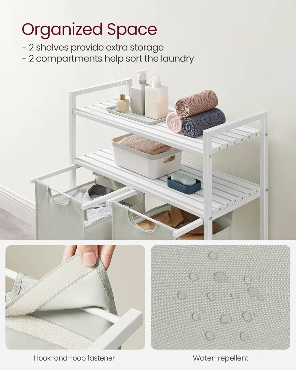 Laundry Basket  with 2 Pull-Out and Removable Bags