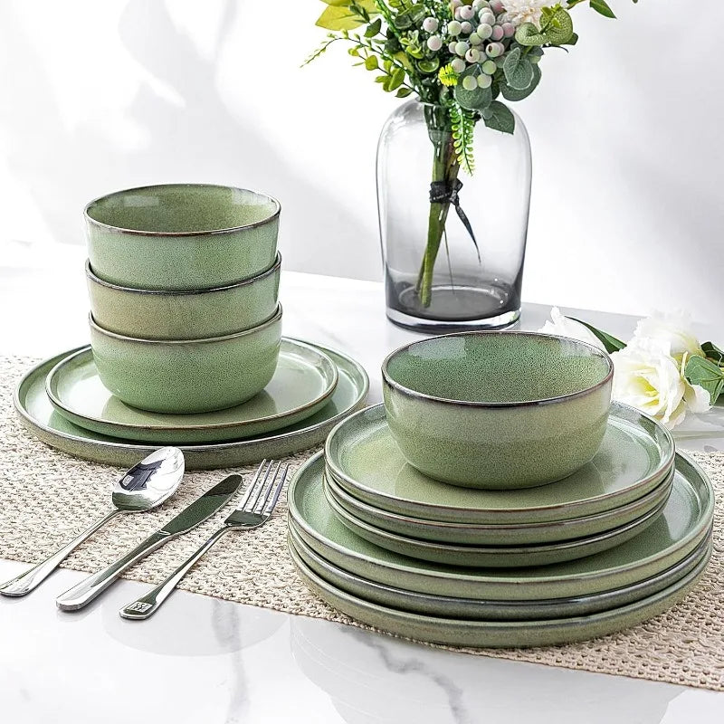 Ceramic Dinnerware Stoneware Plates and Bowls Sets,