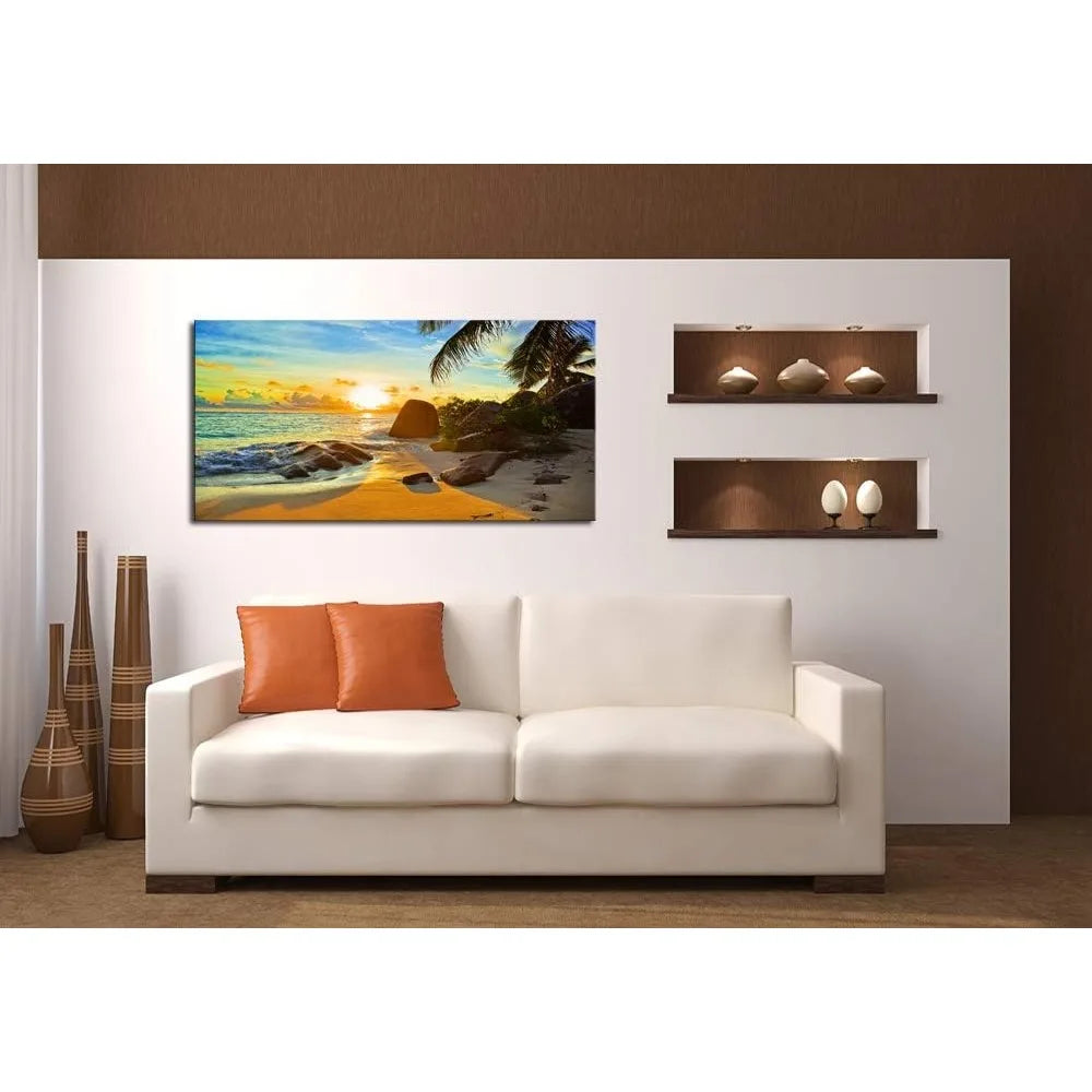 Canvas Wall Art Tropical Beach At Sunset Seascape