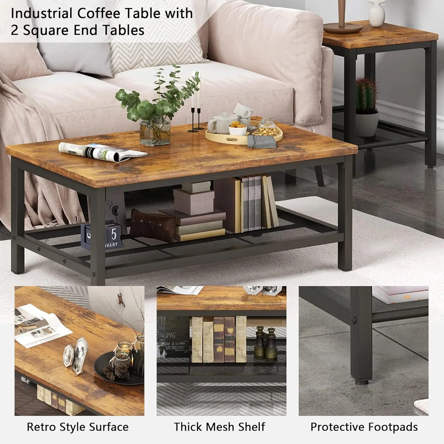 3 Pieces Coffee Table Set