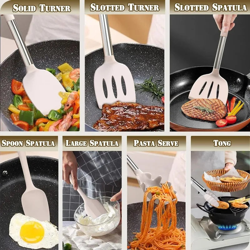 Chef Silicone Kitchen Cooking Utensil Set,