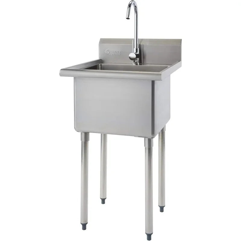 Basics Stainless Steel Freestanding Single Bowl Utility Sink