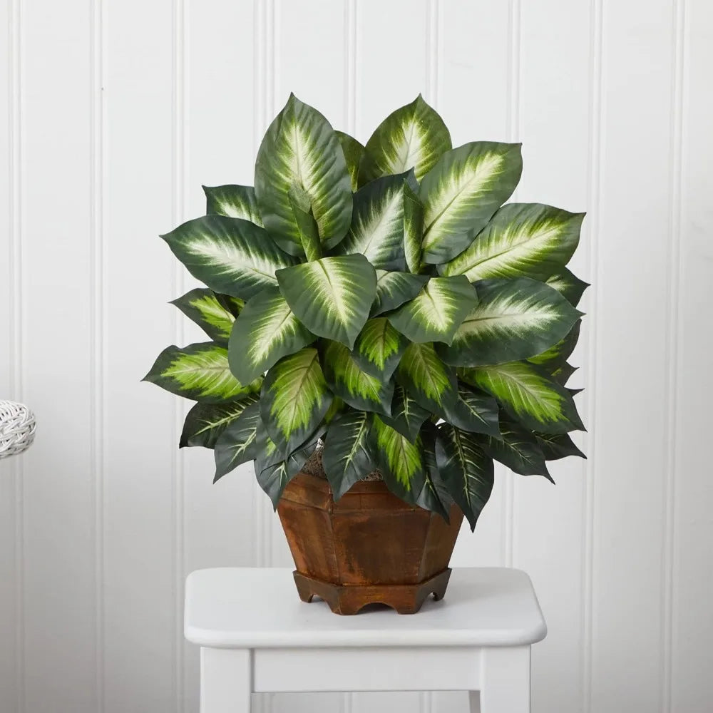 Nearly Natural 22IN Artificial Triple Golden Dieffenbachia Plant