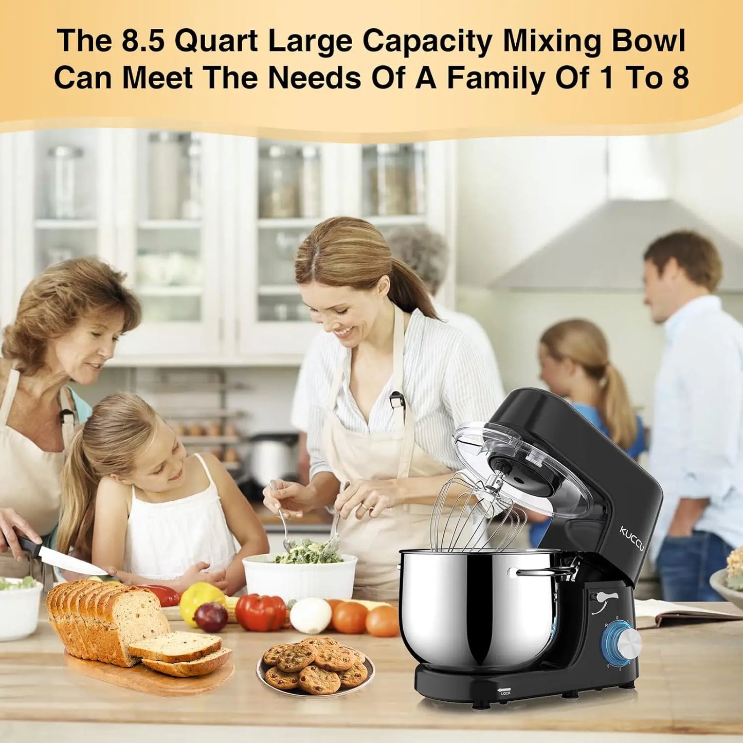 Stand Mixer, 8.5 Qt 660W, 6-Speed Tilt-Head Food Dough Mixer,