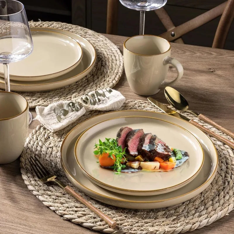 Ceramic Dinnerware Stoneware Plates and Bowls Sets,