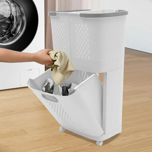 Laundry Basket Movable Household Bathroom Rolling Cart