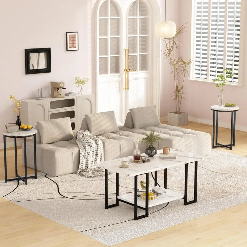 3 Pieces Living Room Table Set,