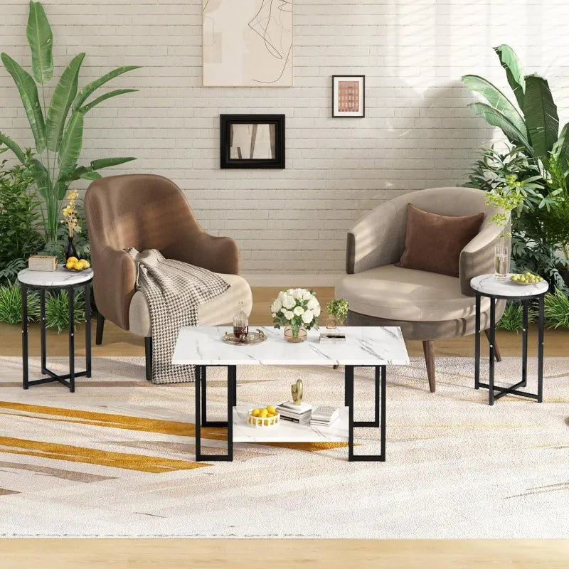 3 Pieces Living Room Table Set,