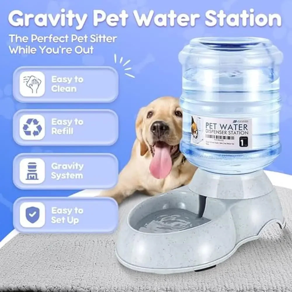 2 Pack Self Feeding Pet Bowl Gravity Food & Water Dispenser