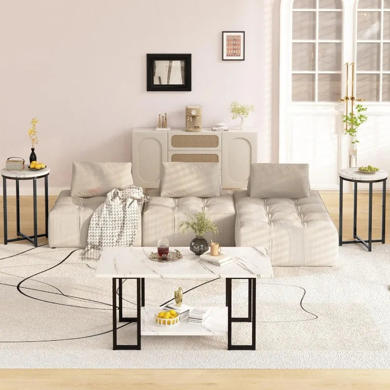 3 Pieces Living Room Table Set,