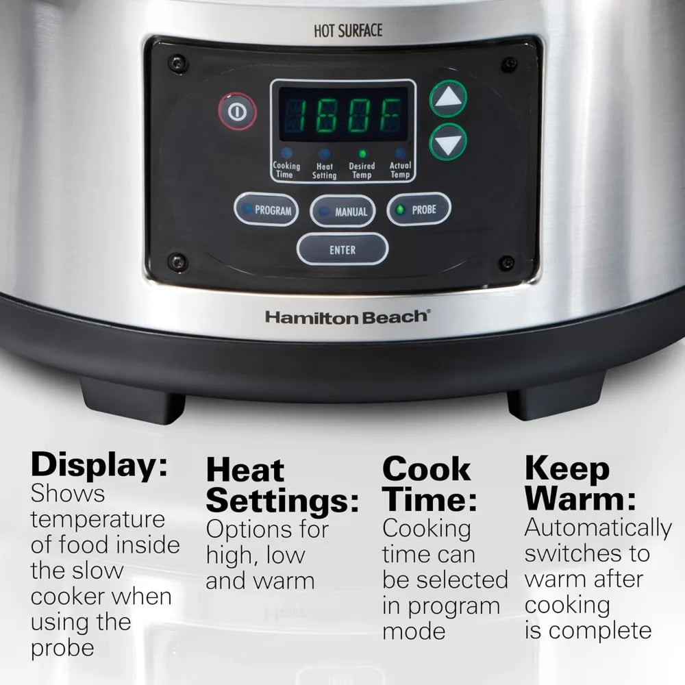 Portable 6 Quart Set & Forget Digital Programmable Slow Cooker