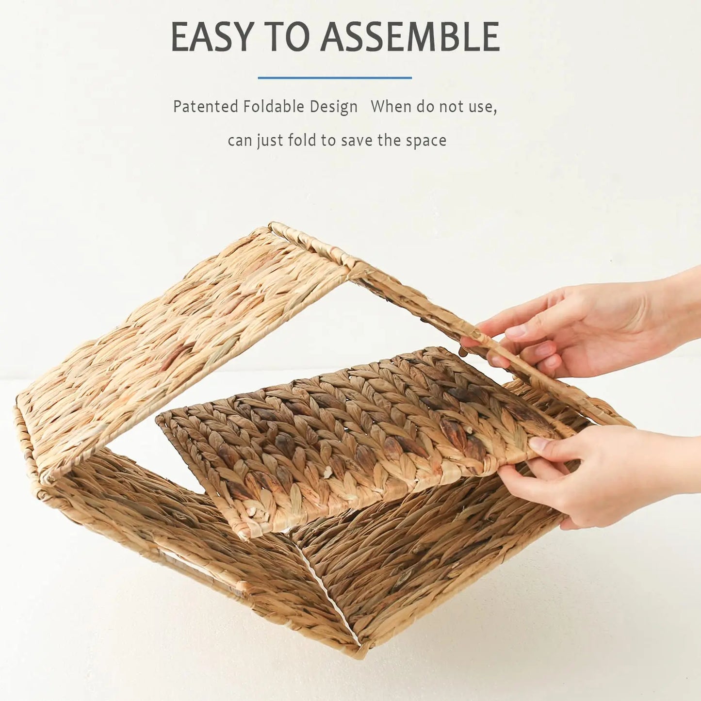 Foldable Handwoven Water Hyacinth Storage Baskets,