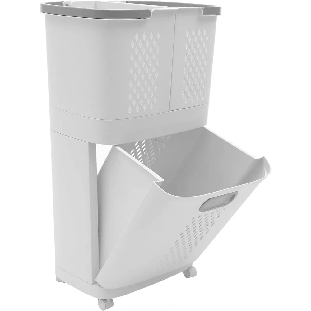 Laundry Basket Movable Household Bathroom Rolling Cart