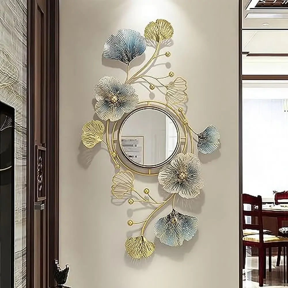 Metal Ginkgo Leaf Wall Mirror