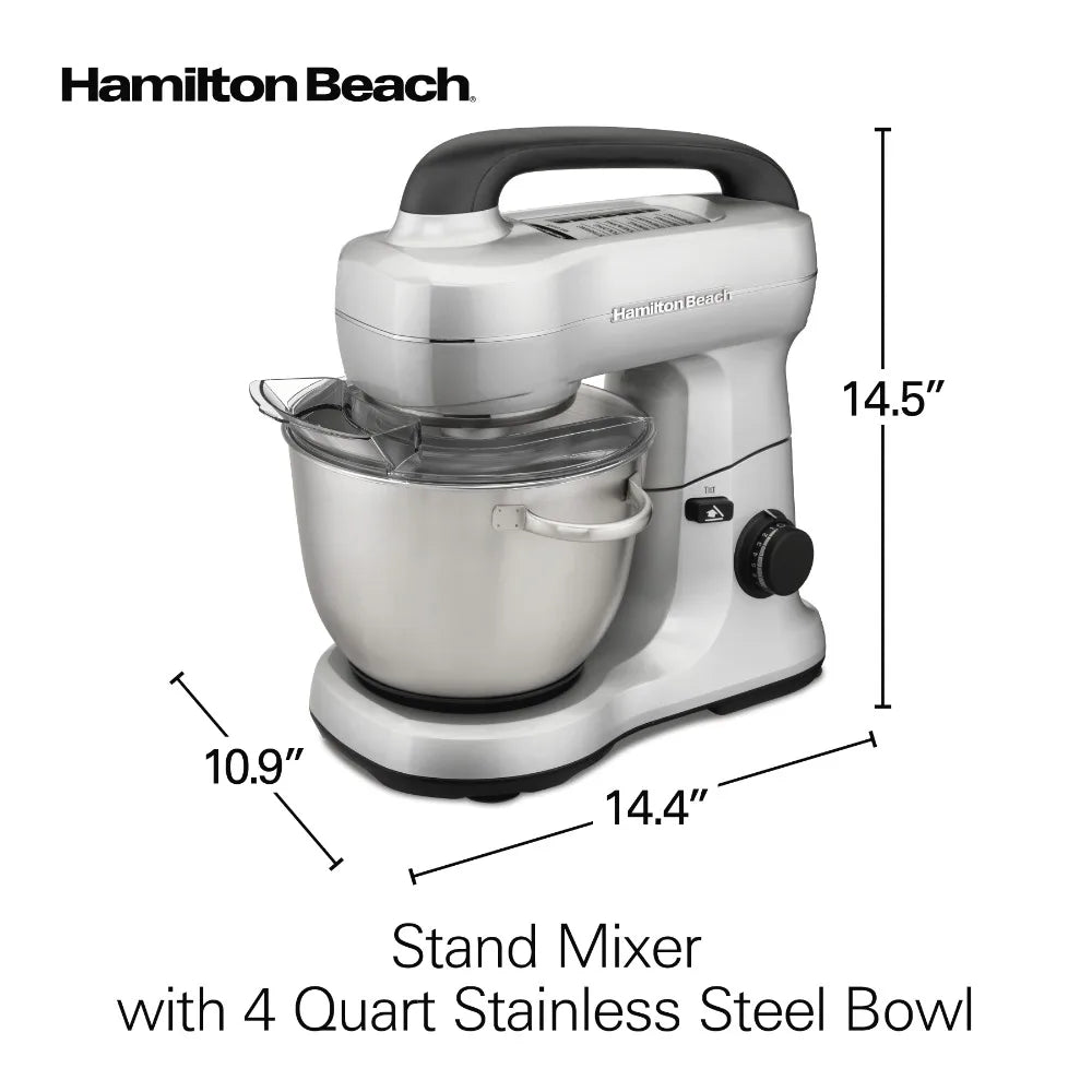 Stand Mixer with 4 Quart Stainless Steel Bowl, 7 Speeds, 300-Watt Motor,