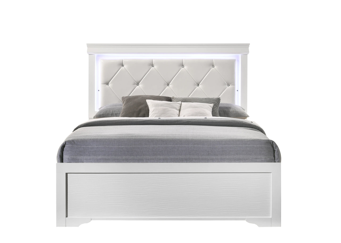 Queen 5-N Pc Tufted Upholstery LED Bedroom set