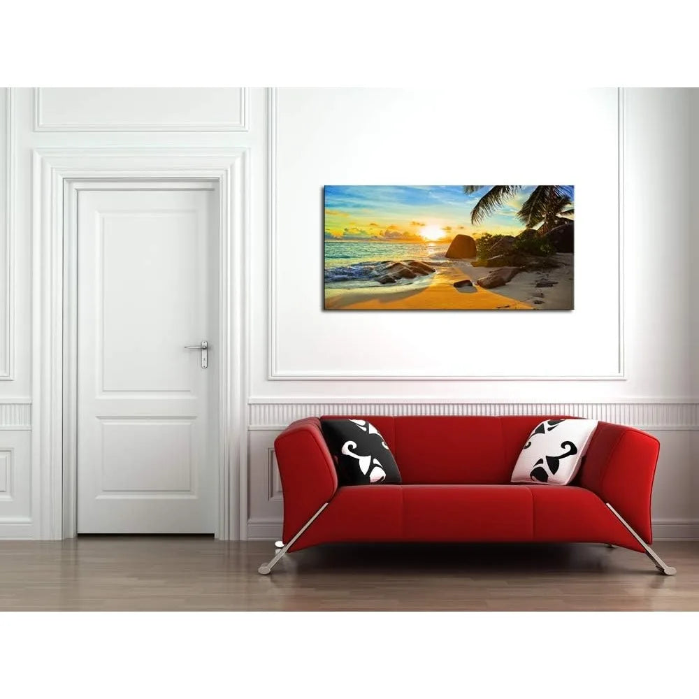 Canvas Wall Art Tropical Beach At Sunset Seascape