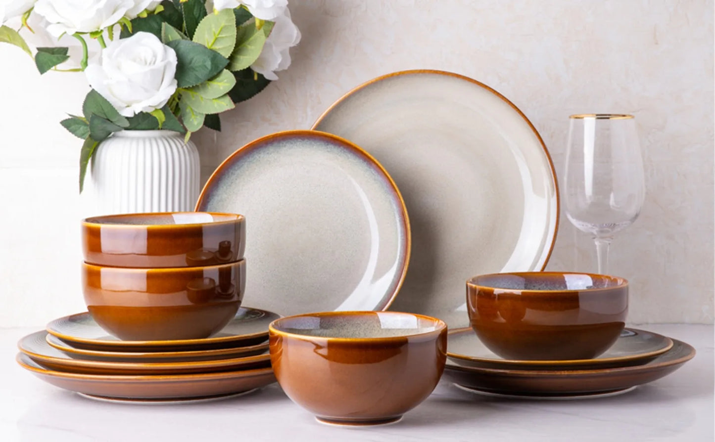 Ceramic Dinnerware Sets, Chip Resistant and Scratch Resistant