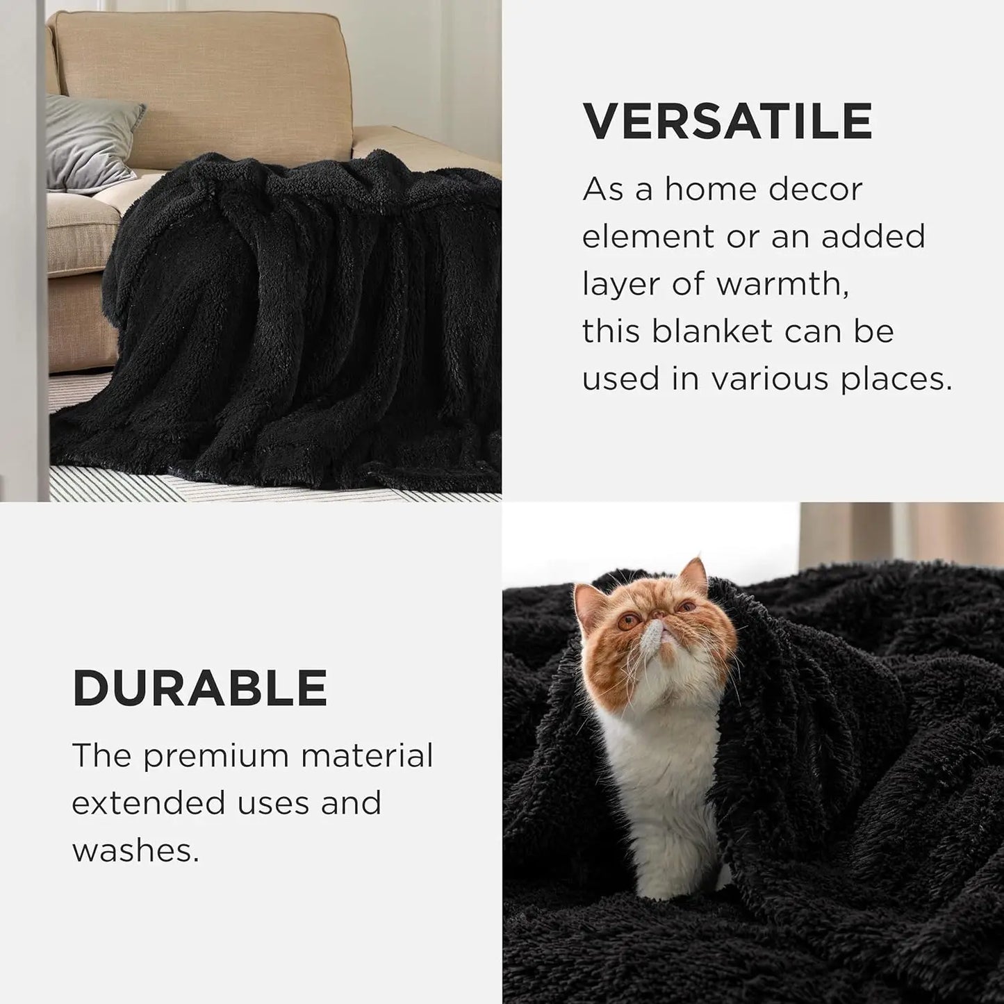 Bedsure Soft Fuzzy Faux Fur Throw Blanket,