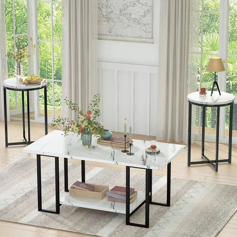 3 Pieces Living Room Table Set,