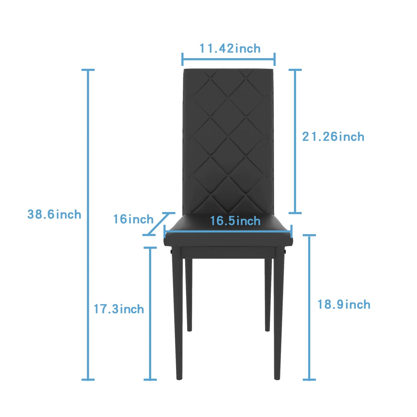 5PCS Tempered Glass Black Dining Table Chair Set  W/4 High-End Dining Chairs